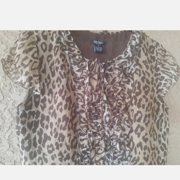 Bob Mackie Animal print Ruffle Sz. 10 Chiffon Silk - Picture 3 of 6